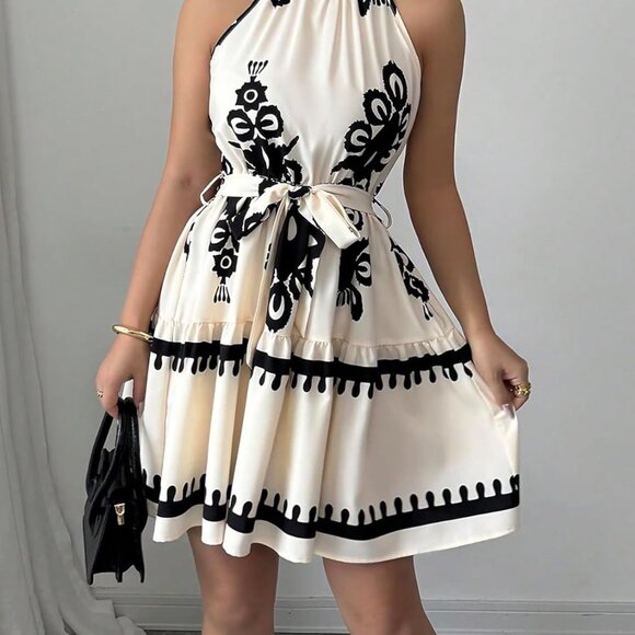 Women's Boho Flowy Mini Dress Sleeveless Summer Beach Vacation Dress - Picture 5 of 5